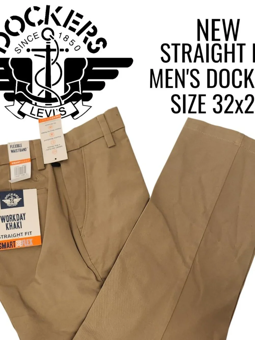 NEW Dockers Workday Khaki Straight Fit Pants Work Pants Size Men's 32x29 Flexibl